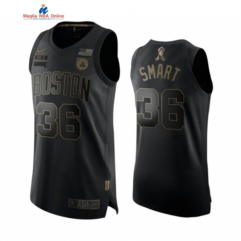 Maglia NBA Boston Celtics Servizio Di Saluto #36 Marcus Smart Nero 2020 Acquista