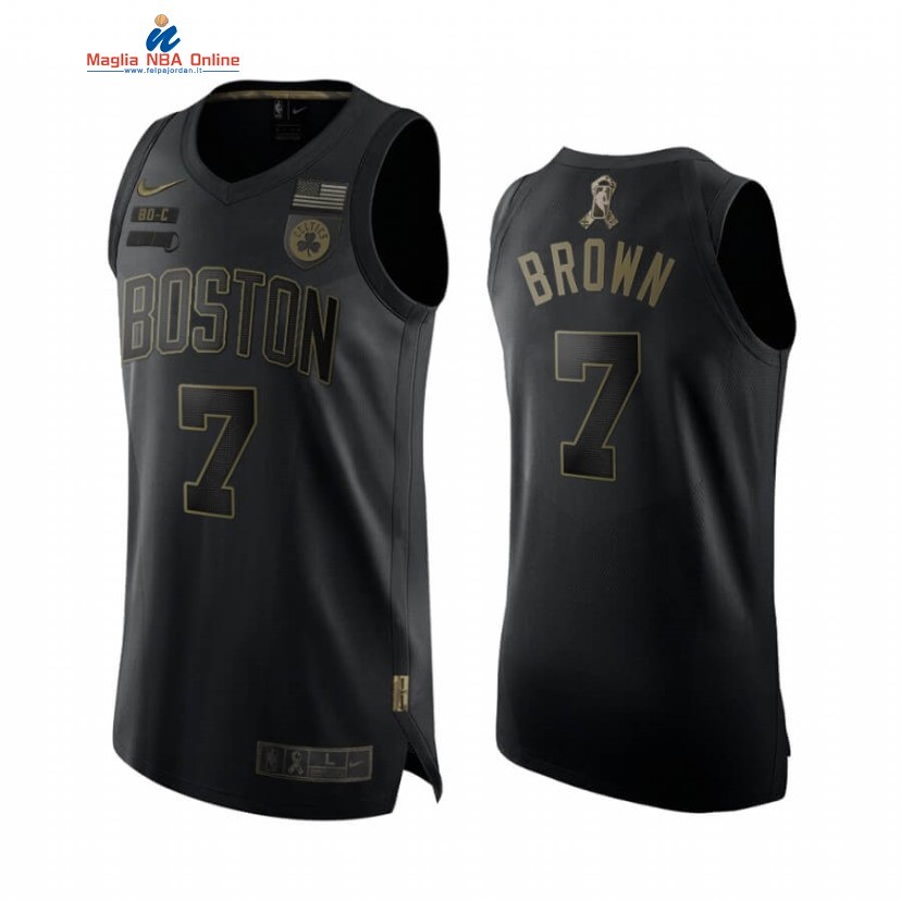 Maglia NBA Boston Celtics Servizio Di Saluto #7 Jaylen Brown Nero 2020 Acquista