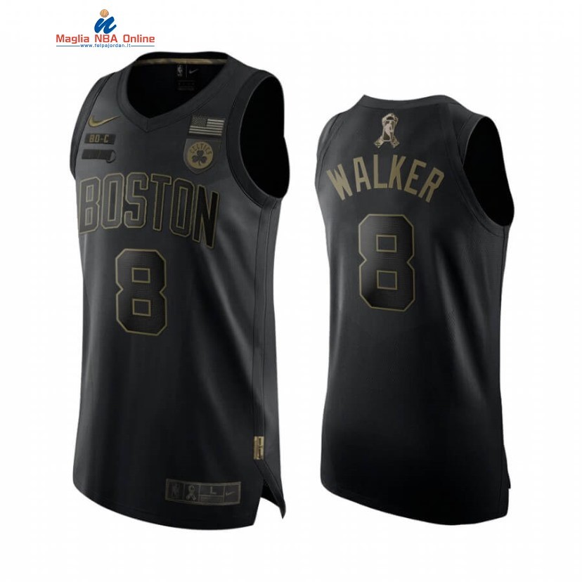 Maglia NBA Boston Celtics Servizio Di Saluto #8 Kemba Walker Nero 2020 Acquista