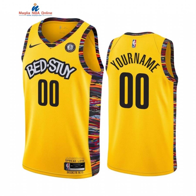 Maglia NBA Brooklyn Nets #00 Personalizzate Giallo Città 2019-20 Acquista