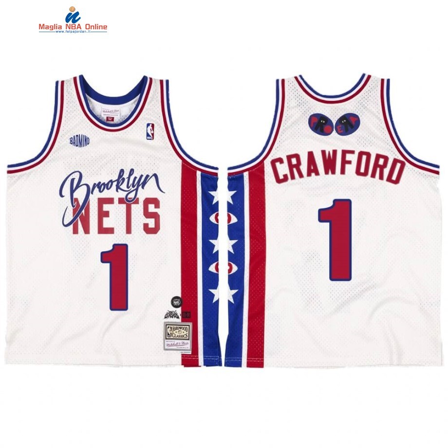 Maglia NBA Brooklyn Nets #1 Jamal Crawford BR Remix Bianco Hardwood Classics 2020 Acquista