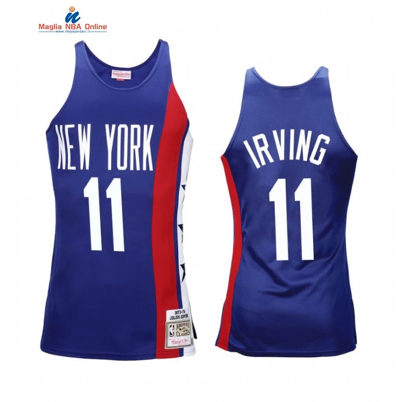 Maglia NBA Brooklyn Nets #11 Kyrie Irving Blu Hardwood Classics 1975 Acquista