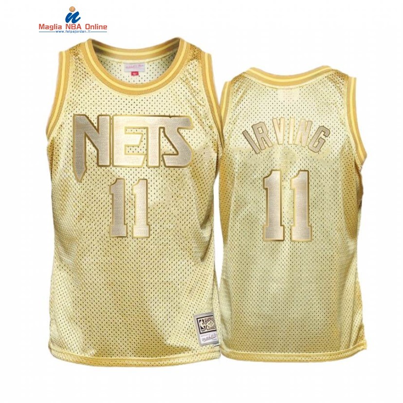 Maglia NBA Brooklyn Nets #11 Kyrie Irving Oro Hardwood Classics 2020 Acquista