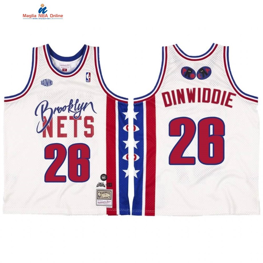 Maglia NBA Brooklyn Nets #26 Spencer Dinwiddie BR Remix Bianco Hardwood Classics 2020 Acquista