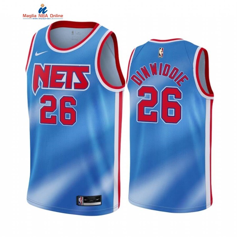 Maglia NBA Brooklyn Nets #26 Spencer Dinwiddie Blu Hardwood Classics 2020-21 Acquista