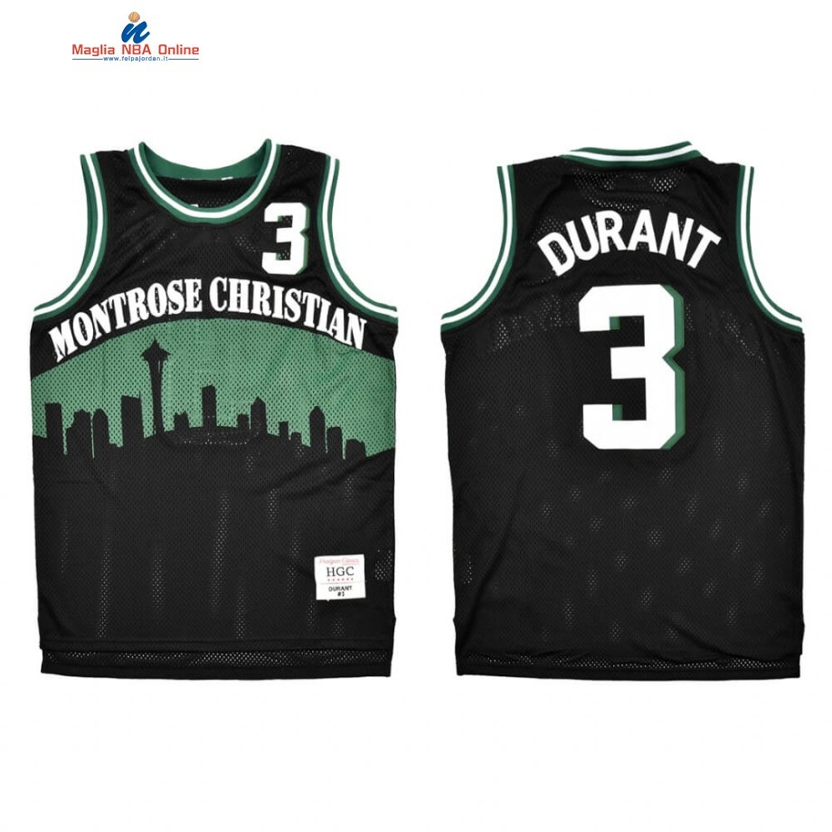 Maglia NBA Brooklyn Nets #3 Kevin Durant Alternate High School Nero Hardwood Classics Acquista
