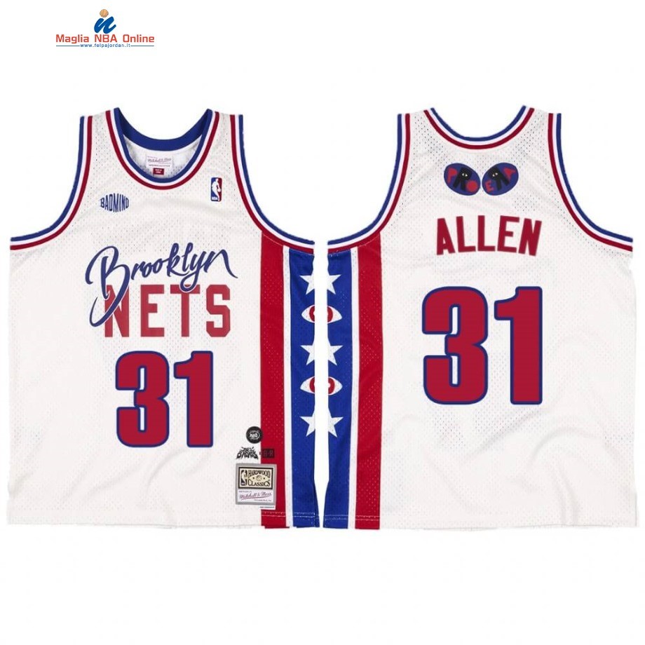 Maglia NBA Brooklyn Nets #31 Jarrett Allen BR Remix Bianco Hardwood Classics 2020 Acquista
