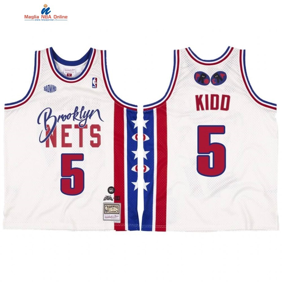 Maglia NBA Brooklyn Nets #5 Jason Kidd BR Remix Bianco Hardwood Classics 2020 Acquista