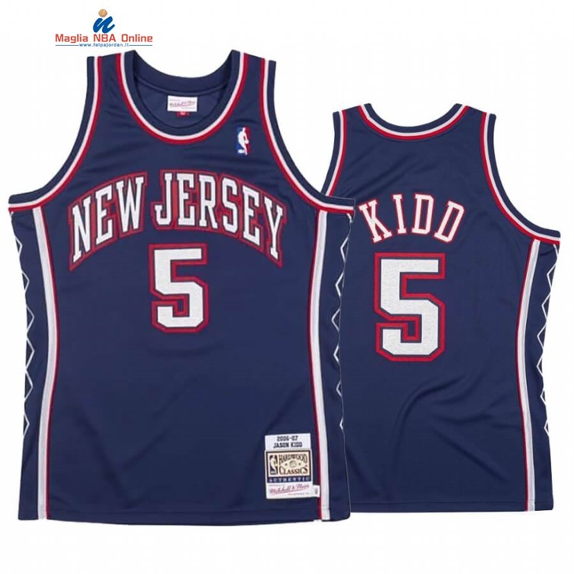 Maglia NBA Brooklyn Nets #5 Jason Kidd Blu Hardwood Classics 2006-7 Acquista