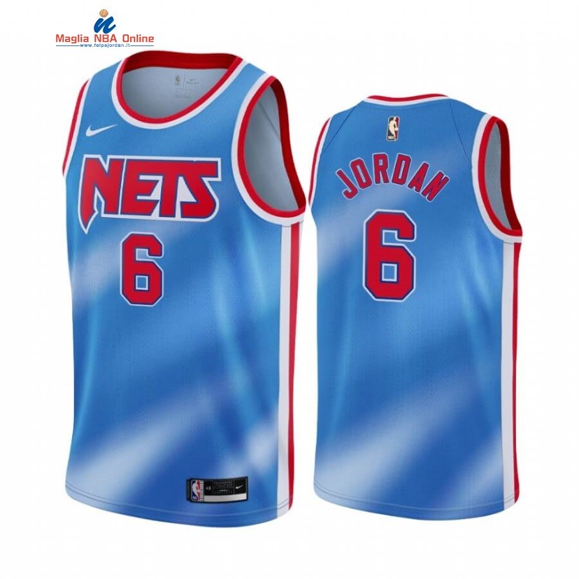 Maglia NBA Brooklyn Nets #6 DeAndre Jordan Blu Hardwood Classics 2020-21 Acquista