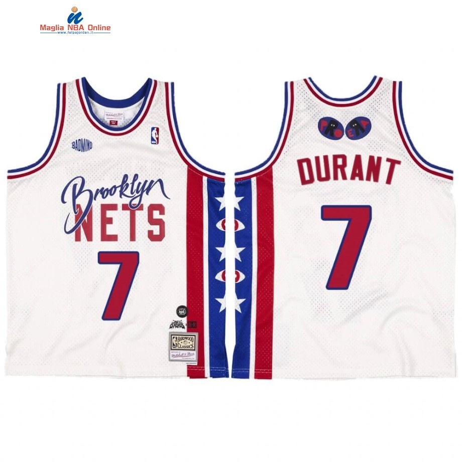 Maglia NBA Brooklyn Nets #7 Kevin Durant BR Remix Bianco Hardwood Classics 2020 Acquista