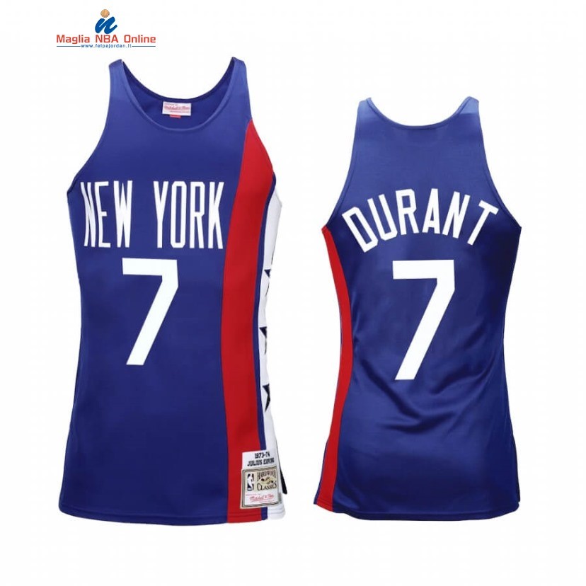 Maglia NBA Brooklyn Nets #7 Kevin Durant Blu Hardwood Classics 1975 Acquista