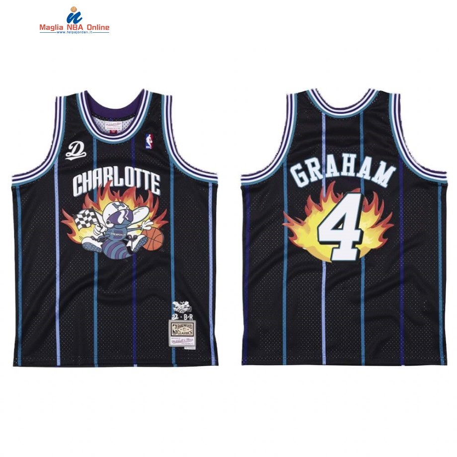 Maglia NBA Charlotte Hornets #4 Devonte' Graham BR Remix Nero Hardwood Classics 2020 Acquista