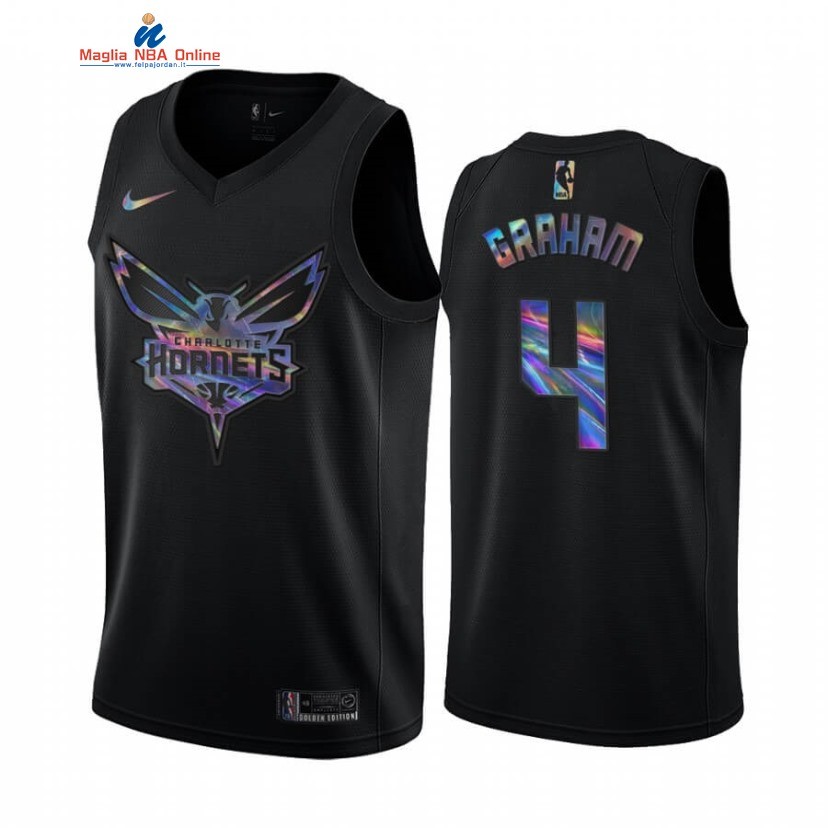 Maglia NBA Charlotte Hornets #4 Devonte' Graham Nero Hardwood Classics 2020 Acquista