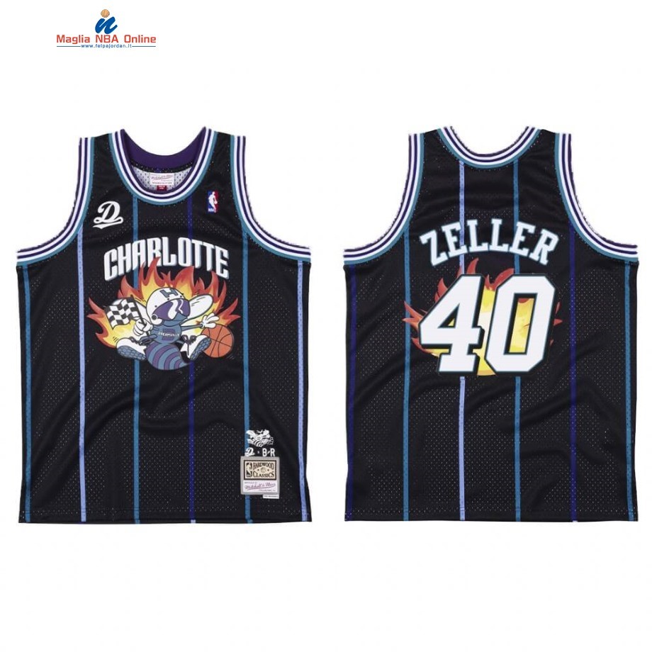 Maglia NBA Charlotte Hornets #40 Cody Zeller BR Remix Nero Hardwood Classics 2020 Acquista