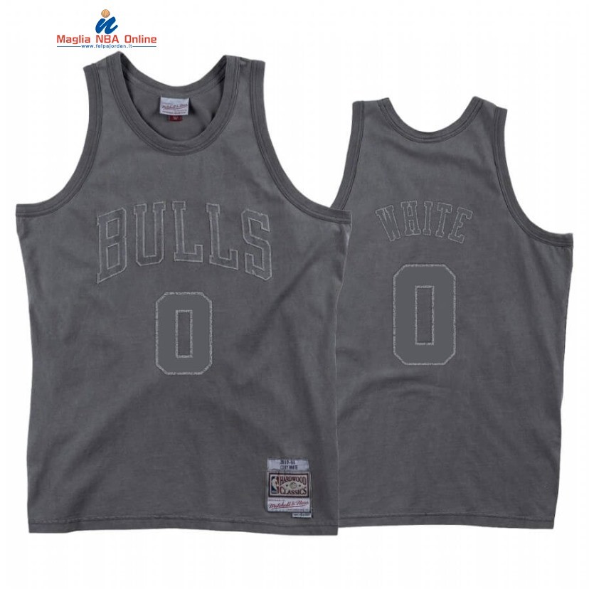 Maglia NBA Chicago Bulls #0 Coby White Washed Out Grigio Hardwood Classics 2020 Acquista