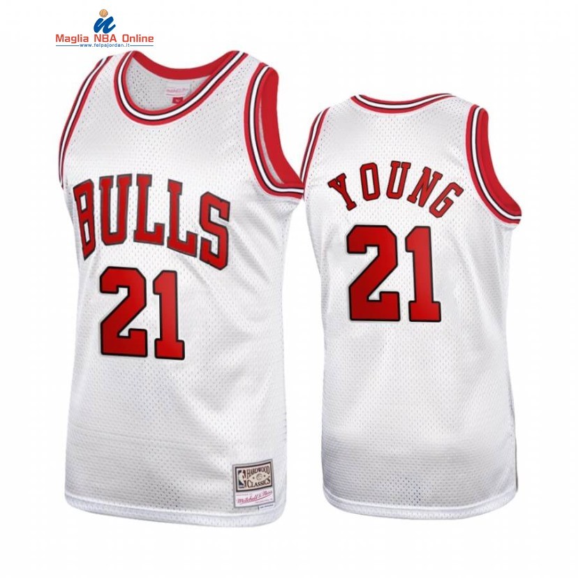 Maglia NBA Chicago Bulls #21 Thaddeus Young Bianco Hardwood Classics Acquista