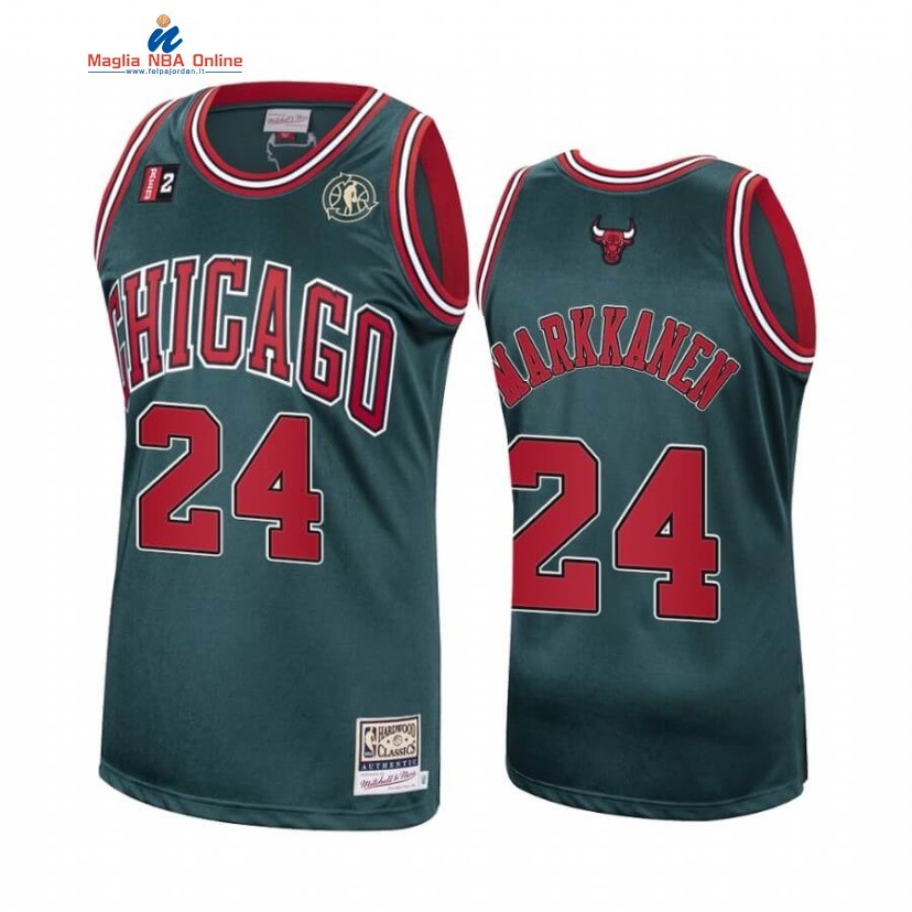 Maglia NBA Chicago Bulls #24 Lauri Markkanen Verde Hardwood Classics Acquista