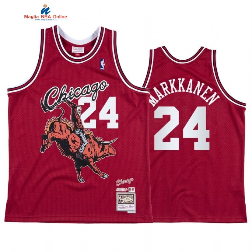 Maglia NBA Chicago Bulls #24 Lauri Markkanen X Juice Wrld Rosso Hardwood Classics Acquista