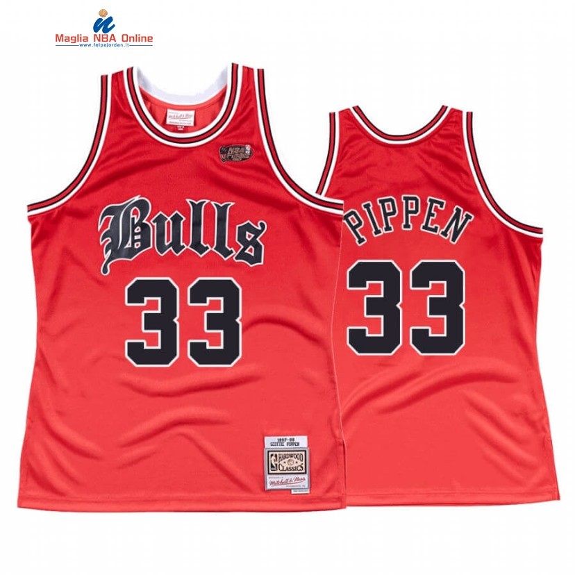 Maglia NBA Chicago Bulls #33 Scottie Pippen Rosso Hardwood Classics Acquista