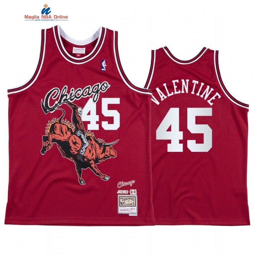 Maglia NBA Chicago Bulls #45 Denzel Valentine X Juice Wrld Rosso Hardwood Classics Acquista