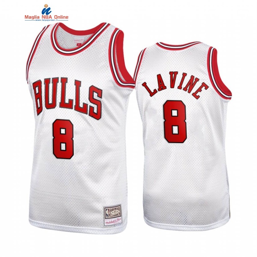 Maglia NBA Chicago Bulls #8 Zach LaVine Bianco Hardwood Classics Acquista