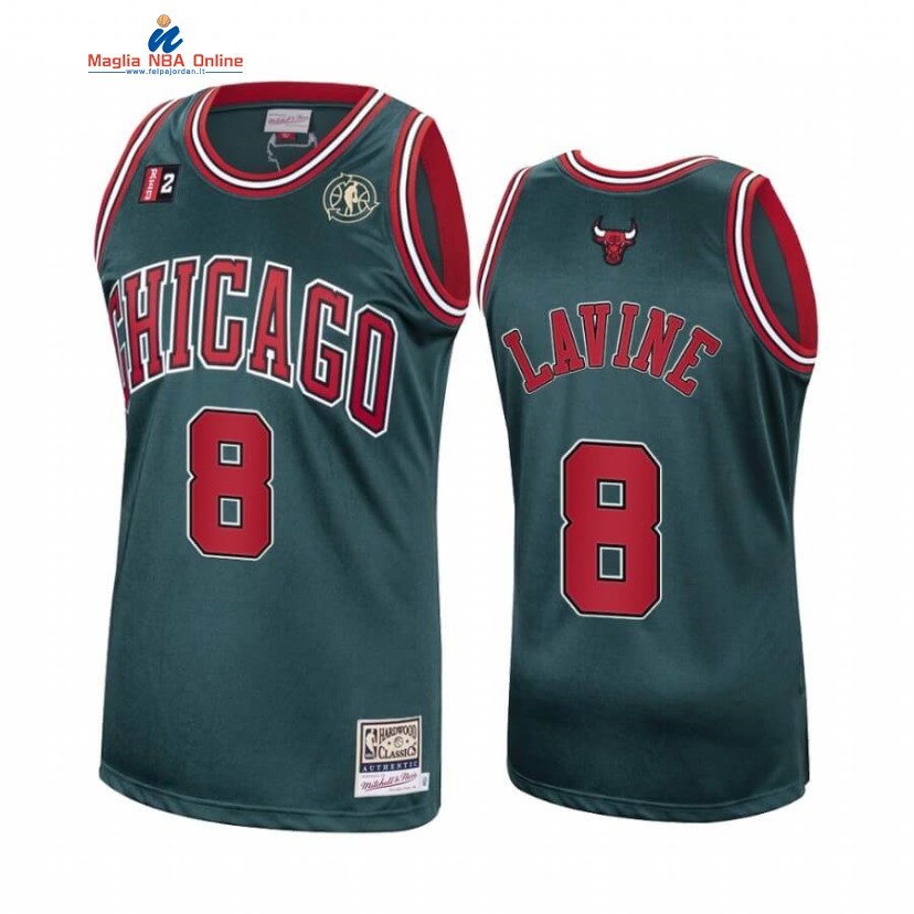 Maglia NBA Chicago Bulls #8 Zach LaVine Verde Hardwood Classics Acquista
