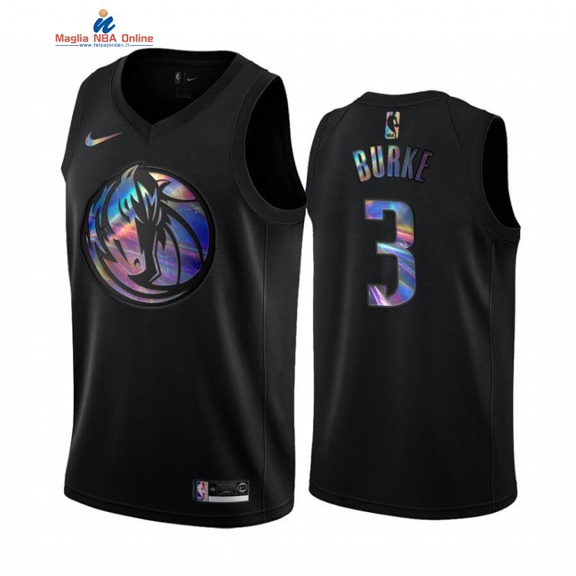 Maglia NBA Dallas Mavericks #3 Trey Burke Nero Hardwood Classics 2020 Acquista