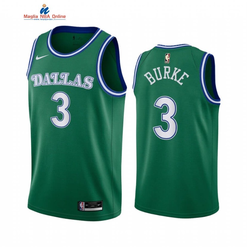 Maglia NBA Dallas Mavericks #3 Trey Burke Verde Città Hardwood Classics 2020-21 Acquista