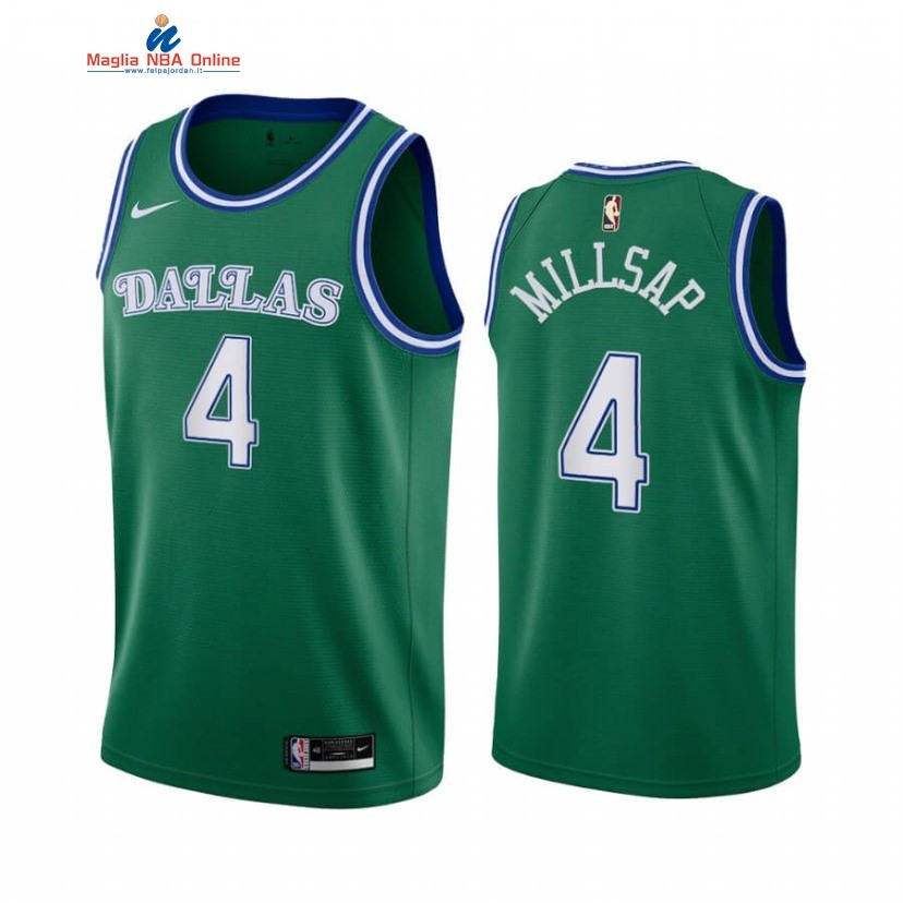 Maglia NBA Dallas Mavericks #4 Paul Millsap Verde Città Hardwood Classics 2020-21 Acquista