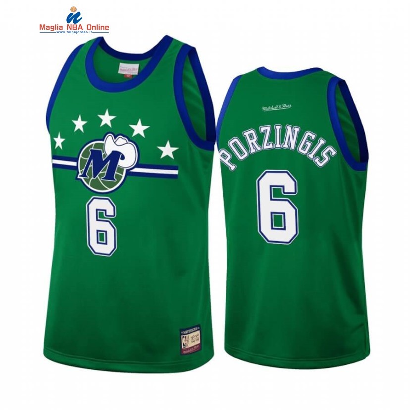 Maglia NBA Dallas Mavericks #6 Kristaps Porzingis Team Heritage Verde Throwback 1980-04 Acquista