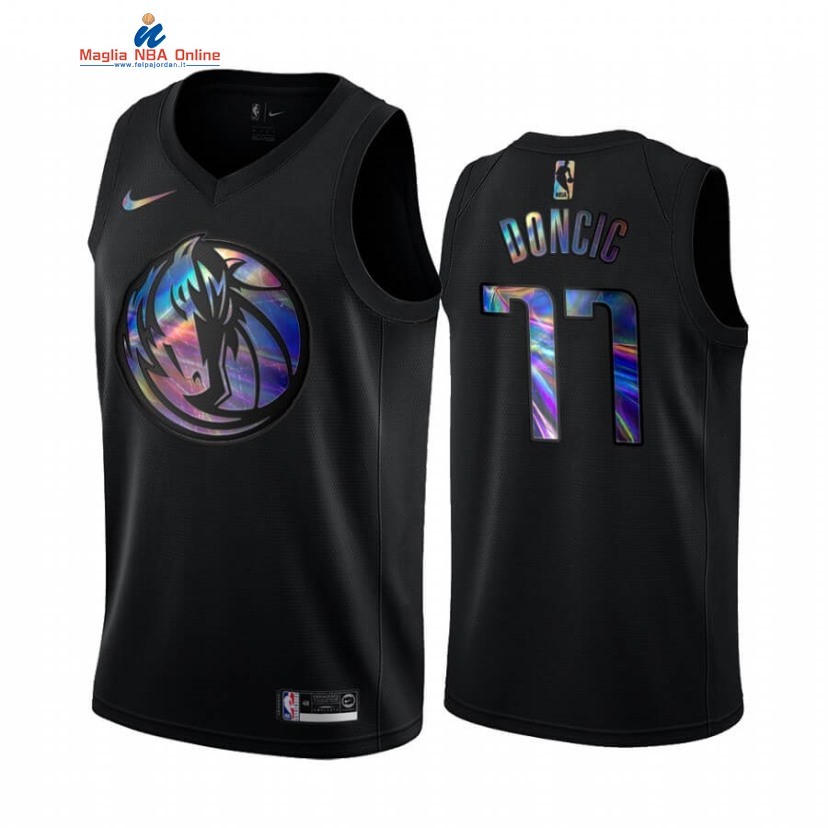 Maglia NBA Dallas Mavericks #77 Luka Doncic Nero Hardwood Classics 2020 Acquista