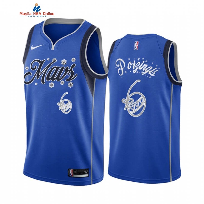 Maglia NBA Dallas Mavericks 2020 Natale #6 Kristaps Porzingis Marino Acquista