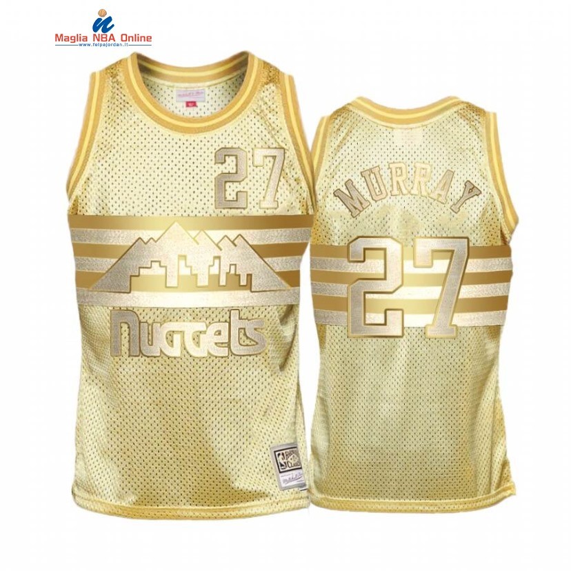 Maglia NBA Denver Nuggets #27 Jamal Murray Oro Hardwood Classics Acquista