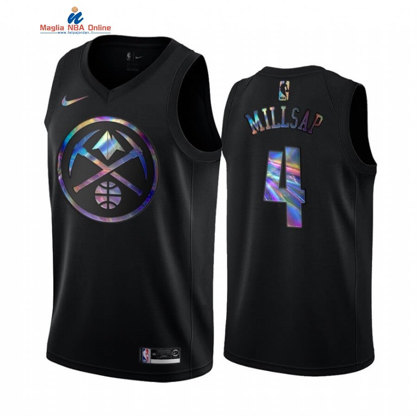 Maglia NBA Denver Nuggets #4 Paul Millsap Nero Hardwood Classics 2020 Acquista