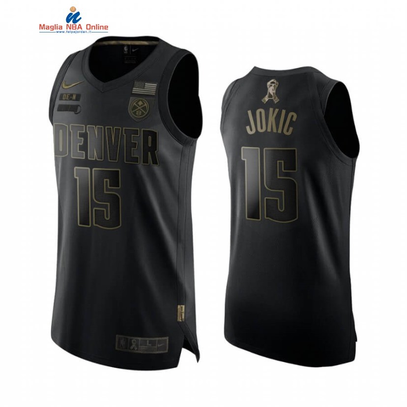 Maglia NBA Denver Nuggets Servizio Di Saluto #19 Nikola Jokic Nero 2020 Acquista