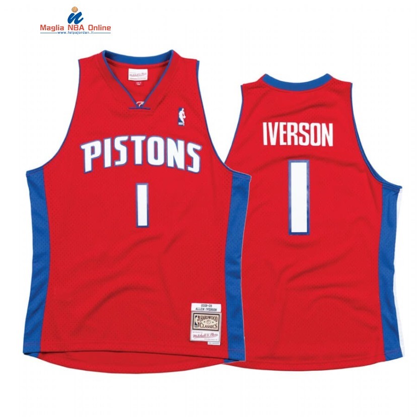 Maglia NBA Detroit Pistons #1 Allen Iverso Rosso Hardwood Classics Acquista