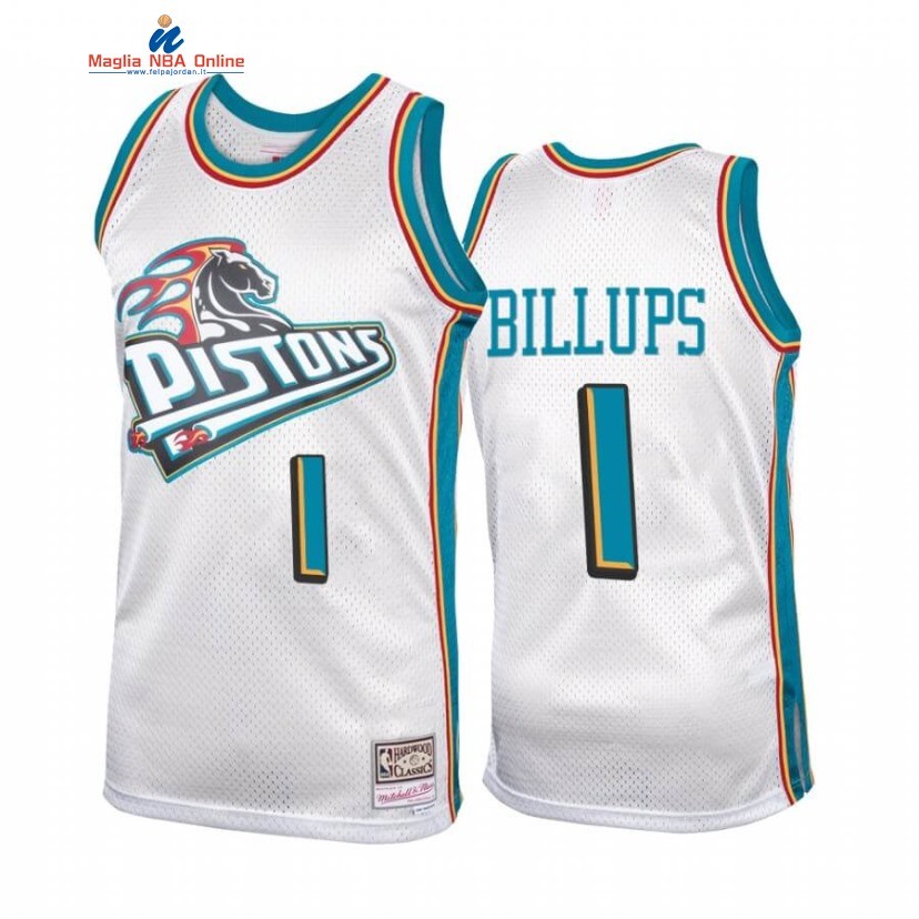 Maglia NBA Detroit Pistons #1 Chauncey Billups Bianco Hardwood Classics Acquista