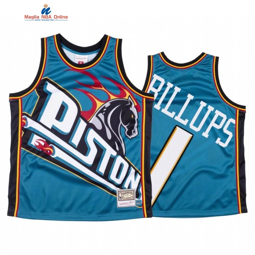Maglia NBA Detroit Pistons #1 Chauncey Billups Big Face Blu Hardwood Classics Acquista