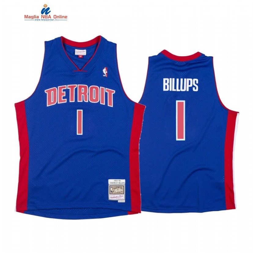 Maglia NBA Detroit Pistons #1 Chauncey Billups Blu Throwback Acquista