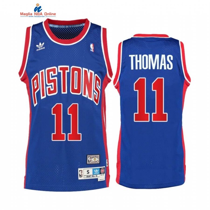 Maglia NBA Detroit Pistons #11 Isiah Thomas Blu Throwback Hardwood Classics Acquista