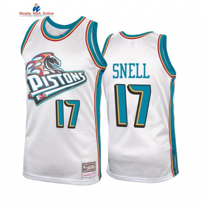 Maglia NBA Detroit Pistons #17 Tony Snell Bianco Hardwood Classics Acquista