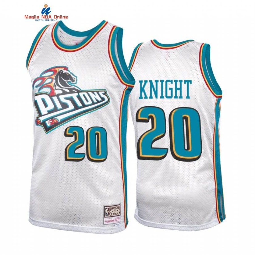 Maglia NBA Detroit Pistons #20 Brandon Knight Bianco Hardwood Classics Acquista