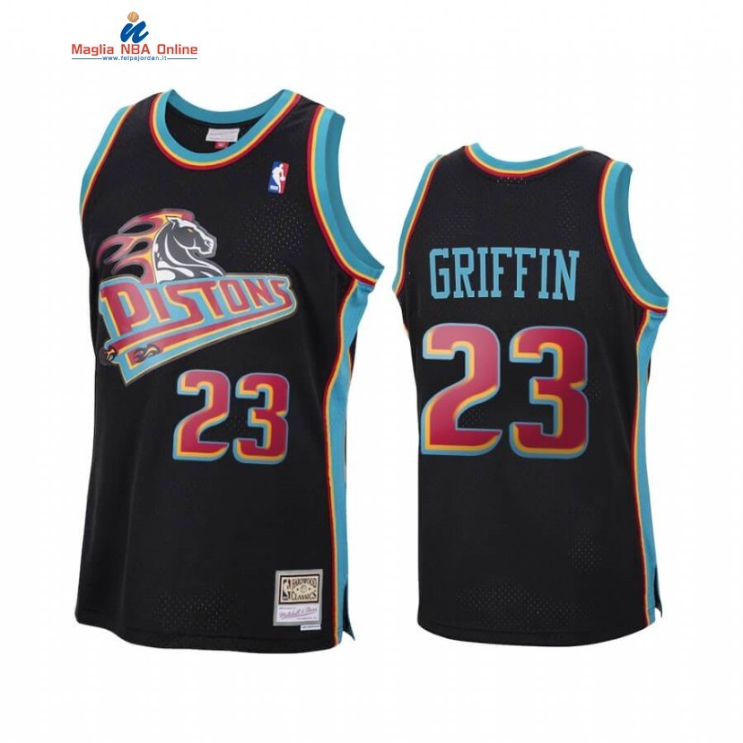 Maglia NBA Detroit Pistons #23 Blake Griffin Nero Rosso Hardwood Classics 2020 Acquista