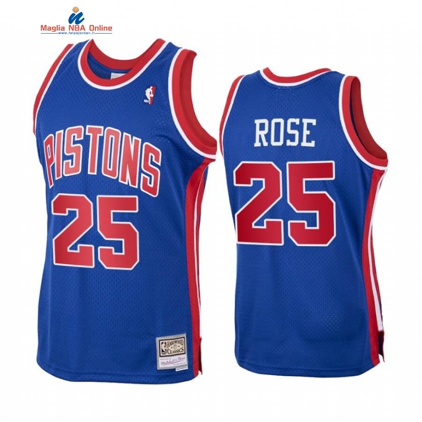 Maglia NBA Detroit Pistons #25 Derrick Rose Blu Hardwood Classics 1988-89 Acquista