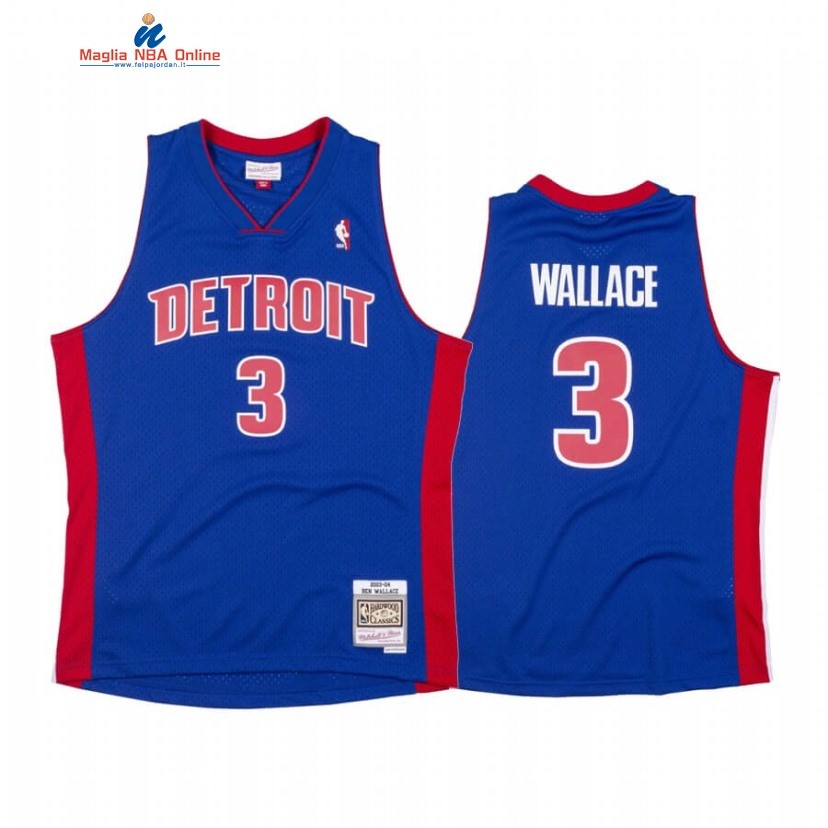 Maglia NBA Detroit Pistons #3 Ben Wallace Blu Throwback Acquista