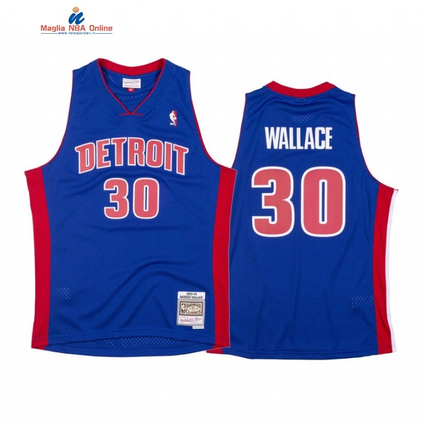 Maglia NBA Detroit Pistons #30 Rasheed Wallace Blu Throwback Acquista