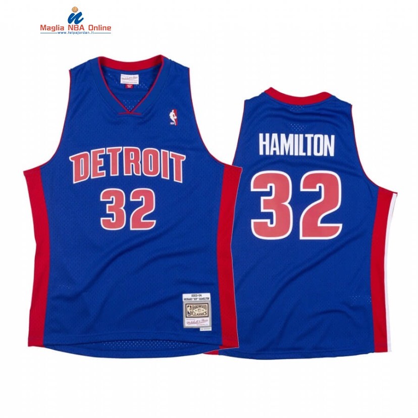 Maglia NBA Detroit Pistons #32 Richard Hamilton Blu Throwback Acquista