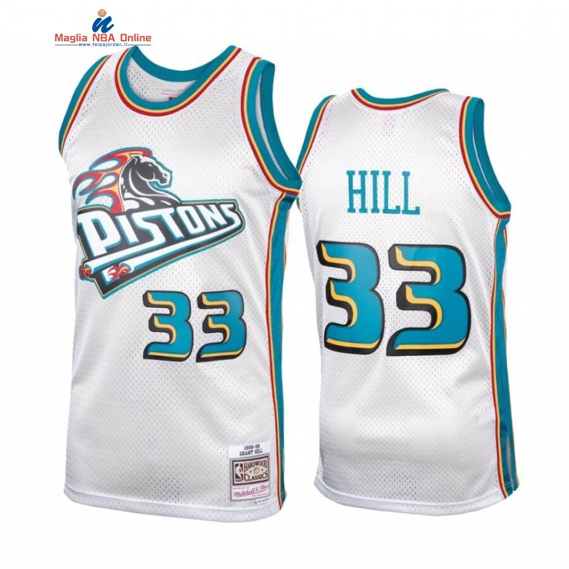 Maglia NBA Detroit Pistons #33 Grant Hill Bianco Hardwood Classics Acquista