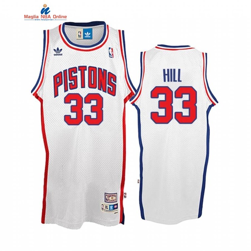 Maglia NBA Detroit Pistons #33 Grant Hill Bianco Throwback Acquista